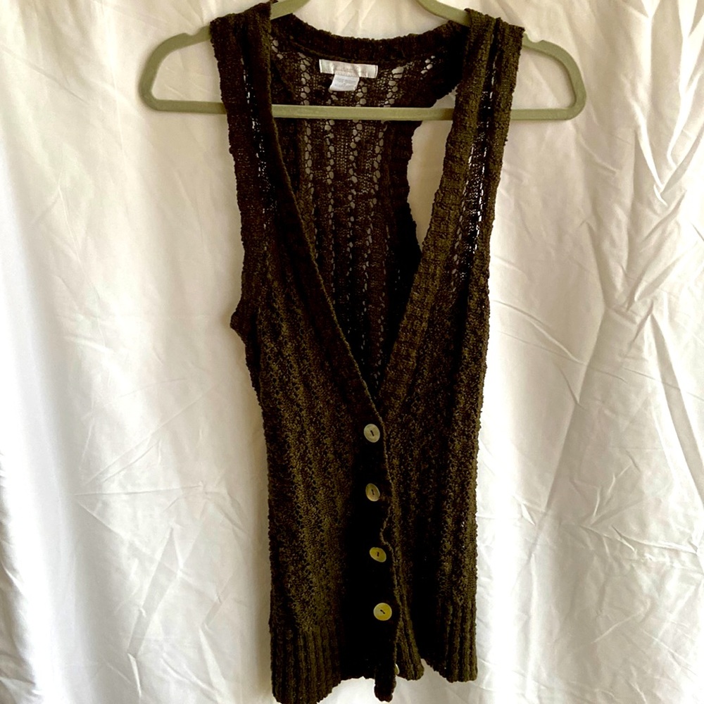 Charlotte Russe Dark Brown Sleeveless Cardigan, pre-owned, Acrylic 100%